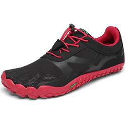 SAGUARO Barfußschuhe Herren Damen Zehenschuhe Traillaufschuhe Leicht Weich rutschfest Badeschuhe Fitnessschuhe Frauen Männer Straßenlaufschuhe für Training Wandern, Rot, 40 EU von SAGUARO