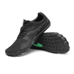 SAGUARO Barfußschuhe Herren Outdoor Fitnessschuhe Sport Traillaufschuhe Bequem Leicht Walkingschuhe Schnell Trocknend Aquaschuhe Sattes Schwarz Gr.45 von SAGUARO