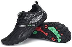 SAGUARO Barfußschuhe Herren Traillaufschuhe Damen Atmungsaktiv Fitnessschuhe Outdoor Indoor Sportschuhe Wanderschuhe Leicht Schnell Trocknend Wassersportschuhe Frauen Strand SchwarzStreifen 37 EU von SAGUARO