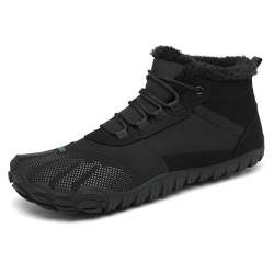 SAGUARO Barfußschuhe Herren Winter Winterschuhe Damen Gefüttert Warm Winterstiefel Wasserdicht Outdoor Rutschfeste Schwarz 36 von SAGUARO