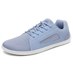 SAGUARO Barfußschuhe Luck Ⅰ- Knit Barfußschuhe Herren Damen - Barfussschuhe mit Weit Zehenbox - Weich Outdoor Fitnessschuhe - Bequem Atmungsaktive rutschfest DuckStride Azur Blau,Gr.45 von SAGUARO