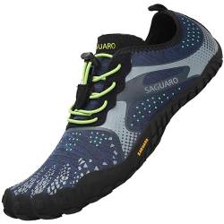 SAGUARO Barfußschuhe Männer Frauen Minimalistische Barfussschuhe Atmungsaktiv Traillaufschuhe rutschfest Wasserschuhe Laufschuhe Strand Yoga Fitnessstudio Schuhe, Blau 42 von SAGUARO