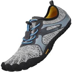 SAGUARO Barfußschuhe Männer Frauen Minimalistische Barfussschuhe Atmungsaktiv Traillaufschuhe rutschfest Wasserschuhe Laufschuhe Strand Yoga Fitnessstudio Schuhe, Grau 46 von SAGUARO