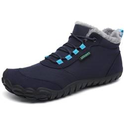 SAGUARO Barfußschuhe Winterschuhe Herren Warm Gefüttert Winterstiefel Wasserabweisend Winterboots Schneestiefel Outdoor Traillaufschuhe Fitnessschuhe Dunkelblau, Gr.41 EU von SAGUARO