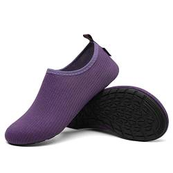 SAGUARO Damen Badeschuhe Wasserschuhe Schwimmschuh Frauen Aquaschuhe Strandschuhe Schnell Trocknend Atmungsaktiv rutschfeste Wassersportschuhe Neoprenschuhe Violett, Gr.38/39 von SAGUARO