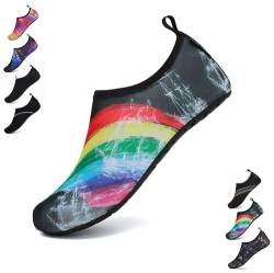 SAGUARO Damen Herren Badeschuhe Wasserschuhe Schwimmschuhe Männer Frauen Barfußschuhe für Strand,Pool,Meer,Wassersport,Tauchen,Surfen,Aqua Cycling,Kajakfahren,Windsurfen(012 Mehrfarbig,46/47 EU) von SAGUARO