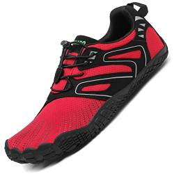 SAGUARO Damen Herren Barfußschuhe Traillaufschuhe Fitnessschuhe mit Weich Dicke Sohle Schnell Trocknend Badeschuhe Rot Schwarz Gr.38 von SAGUARO