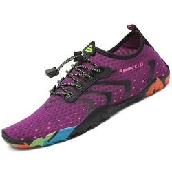 SAGUARO Erwachsene Badeschuhe Wasserschuhe Schwimmschuhe Aquaschuhe Strandschuhe Barfußschuhe für Herren Damen, Mesh Violett 39 EU von SAGUARO