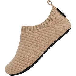 SAGUARO Freizeit Hausschuhe für Kinder Bequem Weiche Hüttenschuhe Mädchen Jungen rutschfest Verschleißfest Pantoffeln Freizeit Strand Kindergarten, Slipper Khaki 24/25 von SAGUARO