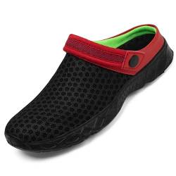 SAGUARO Hausschuhe Damen Pantoletten Sommer Outdoor Clogs Herren Freizeit Strand Sandale Rot Schwarz 36 von SAGUARO