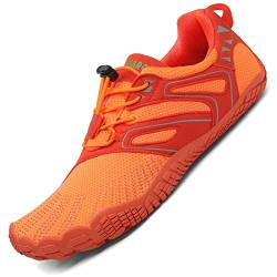 SAGUARO Herren Minimalschuhe Leicht Damen Outdoor Barfußschuhe Unisex Traillaufschuhe rutschfest Sohle Orange Gr.36 von SAGUARO