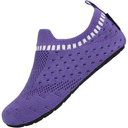 SAGUARO Jungen Hausschuhe Ultraleicht Atmungsaktiv Mesh Mädchen Pantoffeln rutschfeste Kleinkinder Unisex Freizeit Schuhe Baby Slippers, Violett 32/33 von SAGUARO