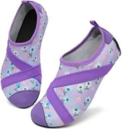 SAGUARO Kinder Badeschuhe Jungen Mädchen Wasserschuhe Schwimmschuhe Weich rutschfest Hausschuhe Barfußschuhe Leicht Kleinkinder Gymnastikschuhe für Indoor Outdoor, Iris Lila 20/21 EU von SAGUARO