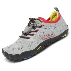 SAGUARO Kinder Barfußschuhe Jungen Aquaschuhe Mädchen Atmungsaktiv Traillaufschuhe June Outdoor Schnell Trocknend Badeschuhe Leicht, Grau 30 EU von SAGUARO