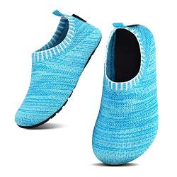 SAGUARO Kinder Hausschuhe Jungen Pantoffeln Mädchen Slippers rutschfest Yoga Kleinkinder Schuhe Unisex-Baby Indoor Weich Walkingschuhe Hüttenschuhe Blau 18/19 EU von SAGUARO