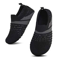 SAGUARO Kinder Hausschuhe Jungen Pantoffeln Mädchen Slippers rutschfest Yoga Kleinkinder Schuhe Unisex-Baby Indoor Weich Walkingschuhe Hüttenschuhe Dunkelschwarz 20/21 EU von SAGUARO