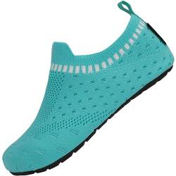 SAGUARO Kinder Hausschuhe Leichte Atmungsaktiv Hüttenschuhe Unisex Socken Weiche Bequem Slippers rutschfeste Lauflernschuhe für Jungen, Blau 20/21 von SAGUARO