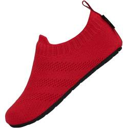 SAGUARO Kindergarten Pantoffeln für Jungen Mädchen rutschfest Freizeitschuhe Kinder Unisex Leichte Flexibel Kindersocken Kinderschuhe Weiche Hausschuhe, Schuhe Rot 32/33 von SAGUARO