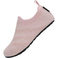 SAGUARO Leichte Pantoffeln für Junge Gestrickte Hausschuhe Kinder rutschfest Flexibel Mädel verschleißfest Weiche Hausschuhe Unisex Indoor Slippers, Schuhe Pink 26/27 von SAGUARO