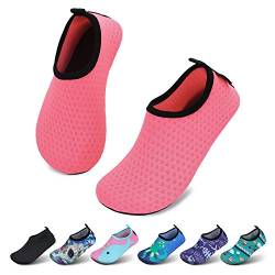 SAGUARO Mädchen Badeschuhe Kinder Aquaschuhe Jungen Schnell Trocknend Strandschuhe Atmungsaktiv Wasserschuhe Surf Yoga Neoprenschuhe,Gefleckpink,Gr.32/33 EU von SAGUARO