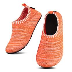 SAGUARO Mädchen Hausschuhe Kinder Pantoffeln Jungen Slippers rutschfest Yoga Kleinkinder Schuhe Unisex-Baby Indoor Weich Walkingschuhe Hüttenschuhe Orange 24/25 EU von SAGUARO