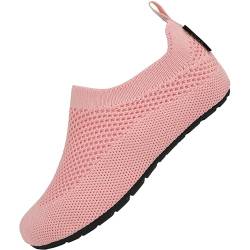 SAGUARO Mädchen Leichte Atmungsaktiv Lauflernschuhe Kleinkind Hausschuhe für Jungen Unisex rutschfeste Baby Slippers Indoor Camping Kindergarten Turnen, Kinder Pink 26/27 von SAGUARO