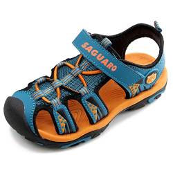 SAGUARO Sandalen Jungen Geschlossene Sommer Atmungsaktiv rutschfest Kinder Strand Schuhe Outdoor Trekking Schuhe Breathable Blau Gr.28 von SAGUARO