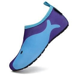 SAGUARO Sommer Kinder Badeschuhe Aquaschuhe Slip on Schwimmschuhe Leicht Wasserschuhe rutschfeste Strandschuhe für Jungen Mädchen, Blau 34/35 von SAGUARO