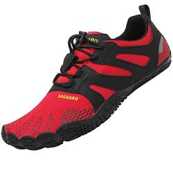 SAGUARO Unisex Traillaufschuhe Herren Damen Barfußschuhe Atmungsaktiv Fitnessschuhe Outdoor & Indoor Trainingsschuhe Schnell Trocknend Minimalistische Wasserschuhe, Sommer Rot 42 von SAGUARO