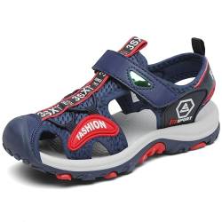 Sandalen Jungen Geschlossene Sommer Atmungsaktiv rutschfest Abriebfestem Kinder Strand Schuhe Outdoor Trekking Schuhe Weichem Blau Gr.33 von SAGUARO