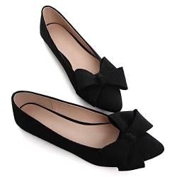 Comfort Slip On Schuhe für Frauen Echtes Leder Ballerinas Low Heeled Wedges Kleid Schuhe, 070 - Schwarz, 40.5 EU von SAILING LU
