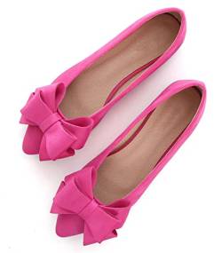 SAILING LU Bow-Knot Ballerinas Damen Spitzer Zehenbereich Flache Schuhe Wildleder Kleid Schuhe Tragen für die Arbeit Slip On Mokassins, E-rose-8232, 42.5 EU von SAILING LU