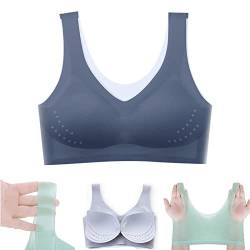 Ultradünner Ice Silk Atmungsaktiver BH, Nahtlose BHs für Frauen Ultradünner Eisseide Sport Yoga BH Unsichtbarer BH, dunkelblau, M von SAINR