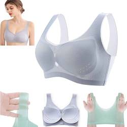 Ultradünner Ice Silk Atmungsaktiver BH, Nahtlose BHs für Frauen Ultradünner Eisseide Sport Yoga BH Unsichtbarer BH, grau, M von SAINR