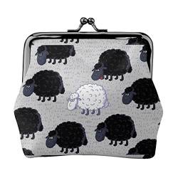 Cartoon Black White Sheep Portable Leather Kiss Lock Coin Purse for Women and Girls for shopping, travel, weddings, Mother's Day gifts, Black, One Size, Black, One Size, Schwarz , Einheitsgröße von SAINV
