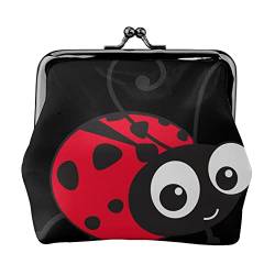 Cartoon Ladybug Portable Leather Kiss Lock Coin Purse for Women and Girls for Shopping Travel Wedding Mother's Day Gifts Black One Size Black One Size, Schwarz , Einheitsgröße von SAINV