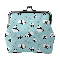 Cartoon Panda Bear Portable Leather Kiss Lock Coin Purse for Women and Girls for Shopping Travel Wedding Mother's Day Gifts Black One Size Black One Size, Schwarz , Einheitsgröße von SAINV