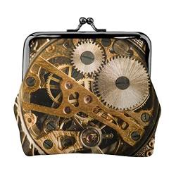 Mechanical Gears Portable Leather Kiss Lock Coin Purse for Women and Girls for Shopping Travel Wedding Mother's Day Gifts Black One Size Black One Size, Schwarz , Einheitsgröße von SAINV