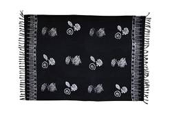 Pareo Sarong Strandtuch Damen - Wickelrock Strand - Handtuch blickdicht als Wickeltuch oder Handtuchkleid und Wickelkleid damen - Handarbeit aus Fair Trade Herstellung Batik Schwarz Meerestiere von SAIVONA