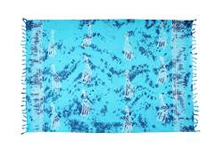 SAIVONA Pareo Sarong Strandtuch Damen - Wickelrock Strand - Handtuch Blickdicht als Wickeltuch oder Handtuchkleid und Wickelkleid Damen - Handarbeit aus Fair Trade Herstellung Batik Türkis Giraffe von SAIVONA
