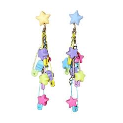 SAKEIOU 2 Stück farbige Pin-Stern-Perlen-Ohrringe, Acryl-Ohrschmuck, modische, einzigartige, coole Pentagramm-Ohrringe für Mädchen von SAKEIOU