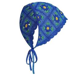 SAKEIOU Bohemia Blumen-Turban für Damen, Stretch-Turban, Blumen-Kopftuch, Kopftuch, gestrickt, bunter Kopfwickel-Turban von SAKEIOU