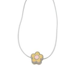 SAKEIOU Bunte Blumen-Halskette, einzigartiger Stil, Dopamin-Blumen-Halskette, Blumen-Anhänger, Schlüsselbeinkette, Halsband für Frauen, Party von SAKEIOU