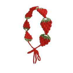 SAKEIOU Häkel-Erdbeer-Stirnband, heißer Mädchen-elastischer Haarschal, gestrickter Ohrenwärmer für Damen, modisches Foto-Haar-Accessoire von SAKEIOU