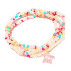 SAKEIOU Harz-Armband mit mehrfarbigen Perlen, verstellbare mehrschichtige Halsketten, böhmischer modischer Schmuck für Frauen und Mädchen von SAKEIOU