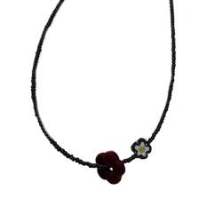 SAKEIOU Verstellbare Schlüsselbeinketten, Samt, Blumenanhänger, Halsketten, bunte Perlen, Halskette, elegantes Halsband-Zubehör von SAKEIOU