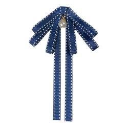 SAKEIOU Vintage-Seidenfliege, gestreiftes Band, Perlen, Broschennadeln, bunte, vorgebundene Band-Krawatten für den täglichen Gebrauch von SAKEIOU
