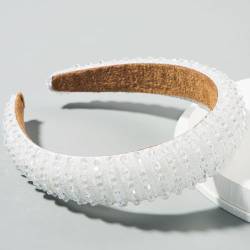 Breite Stirnbänder mit glänzendem Kristall, gepolstertes Stirnband mit glitzernden Kristallperlen, modischer Haarschmuck für Mädchen und Frauen (Weiß) von SAKEMA