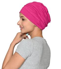 SAKUCHI Chemo seidig weicher Slouchy Snood Bambus-Cap-Mütze, für Frauen, Krebs-Haarausfall-Turban, (Magenta) von SAKUCHI