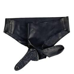 SALANSEX Latex-Slip, Gummi, Herren, sexy Shorts, schwarze Höschen mit zwei Hüllen (Kondom), eng für Bodysuit, Party, Club, Unterwäsche, Schwarz, M von SALANSEX